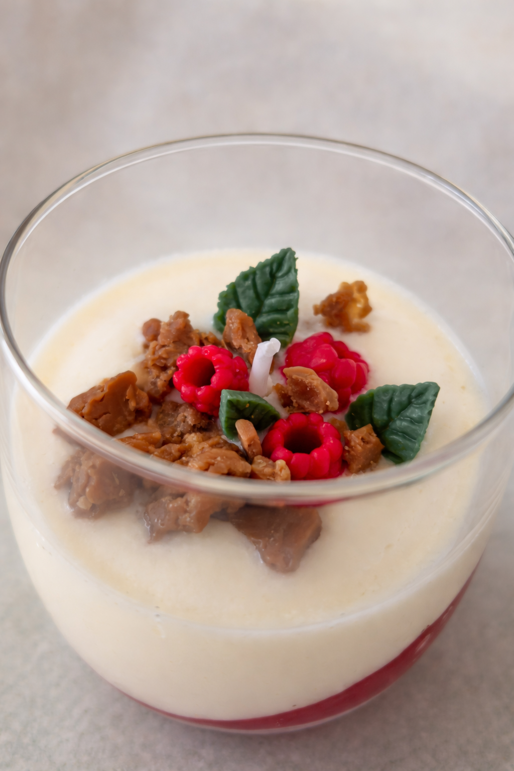 Vela Artesanal de Soja Aroma Frambuesa, Vainilla y Caramelo – 200 g