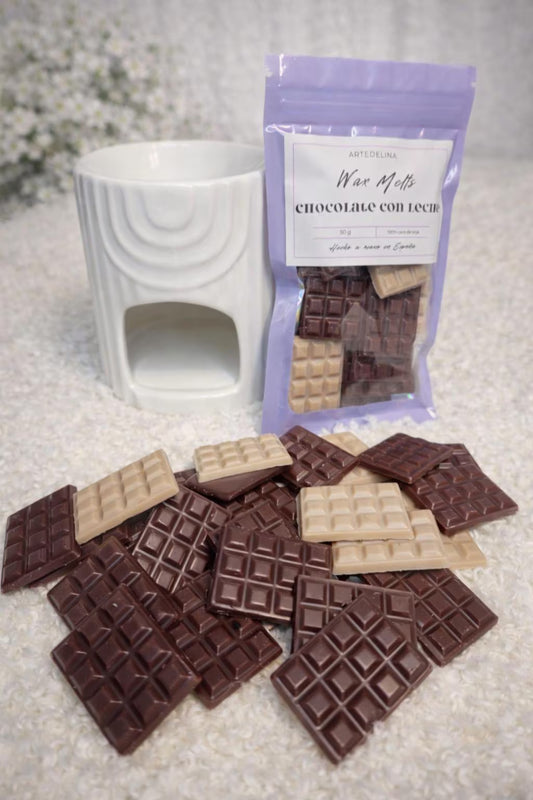Kit Quemador de Cera con Wax Melts Chocolate con Leche 50g