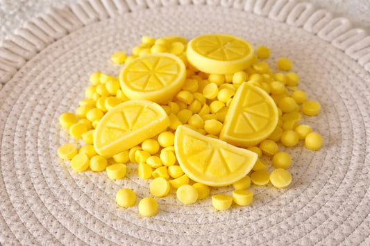 Wax melts de cera de soja con aroma a limón y frambuesa
