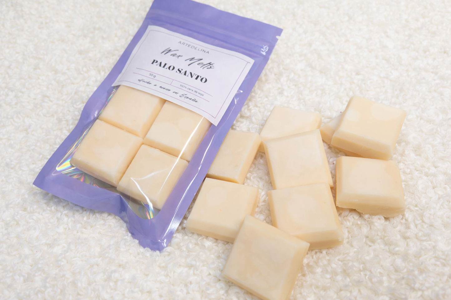 Wax melts cera de soja aroma cálido palo santo