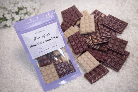 Wax melts artesanales de soja aroma chocolate con leche suizo