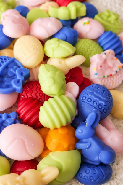 Figuras decorativas de wax melts de soja colección Pascua en edición limitada.