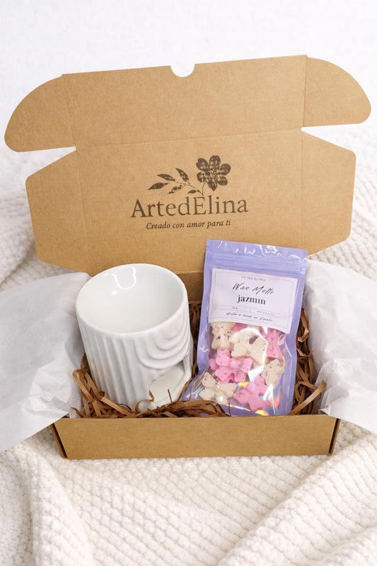 Set quemador de cera con wax melts jazmín 50g