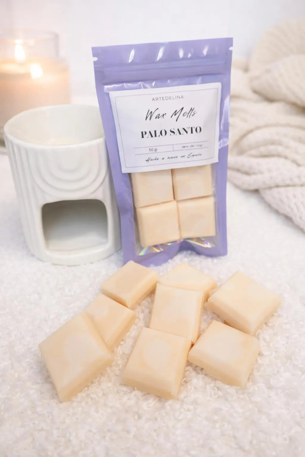 Kit Quemador de Cera con Wax Melts Palo Santo 50g