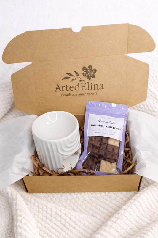 Kit Quemador de Cera con Wax Melts Chocolate con Leche 50g