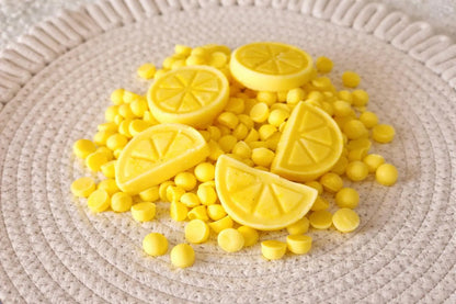 Wax melts de cera de soja con aroma a limón y frambuesa