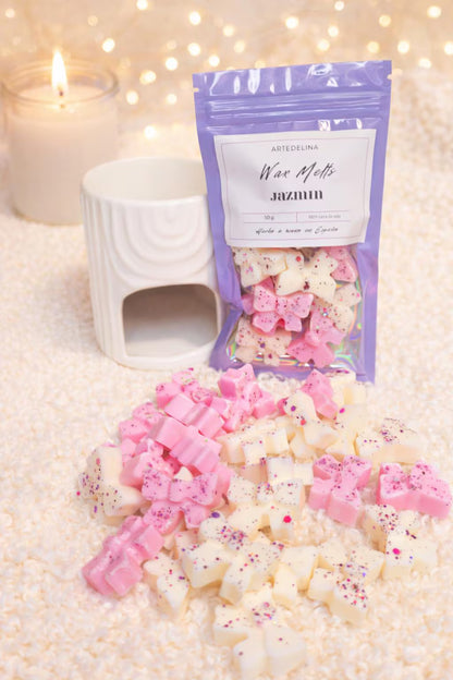 Set quemador de cera con wax melts jazmín 50g