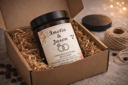 Vela Personalizada de Cera de Soja con Aroma a Elección – Regalo para Boda o Compromiso
