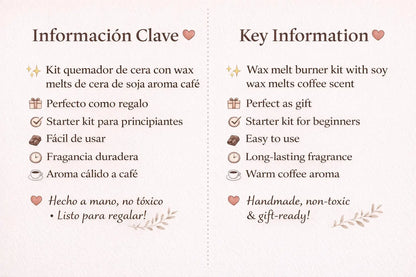 Kit Quemador de Cera con Wax Melts Aroma Café 50g