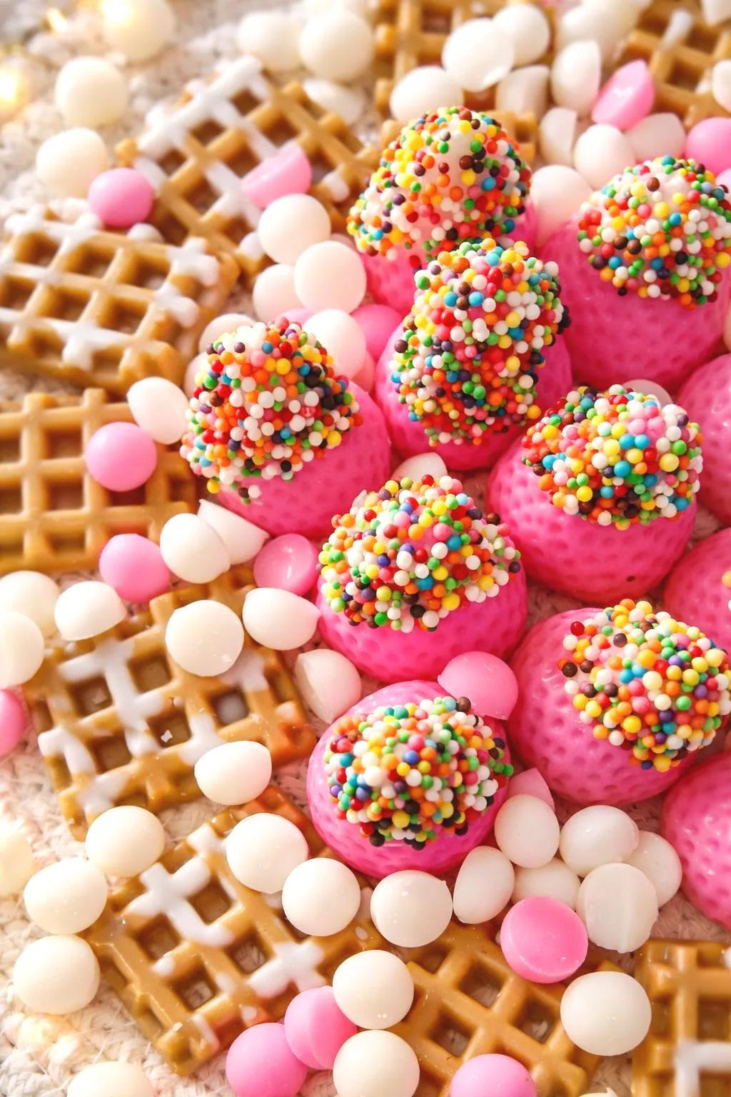 Cera de soja fundida con fresa y nata, wax melts tipo postre
