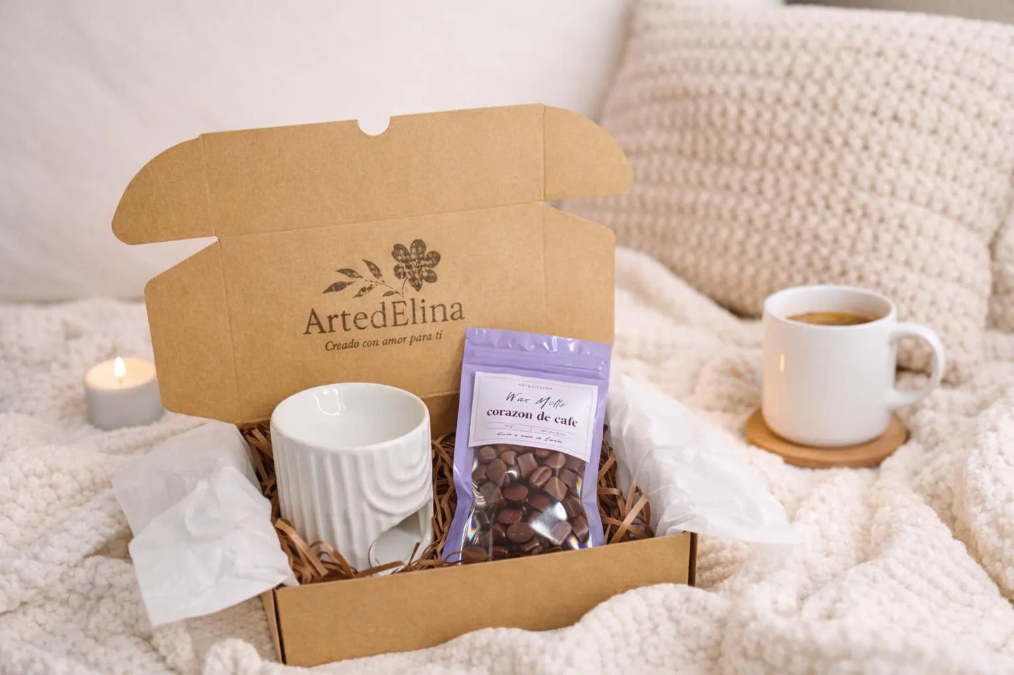 Kit Quemador de Cera con Wax Melts Aroma Café 50g