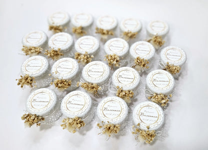 Velas personalizadas de soja para invitados, recuerdos de boda o bautizo con nombre y fecha estilo boho rústico