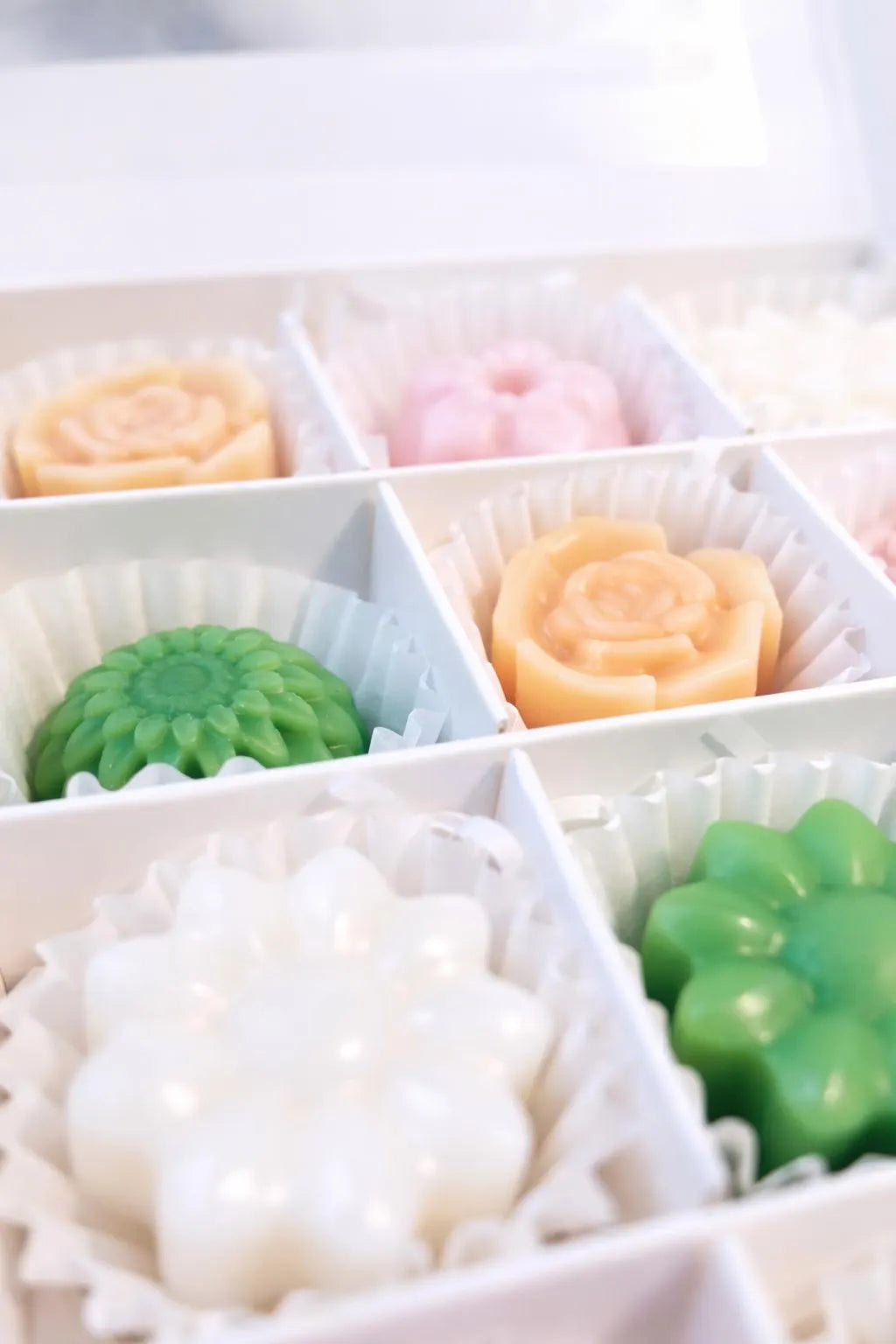 Caja de wax melts en forma de flores