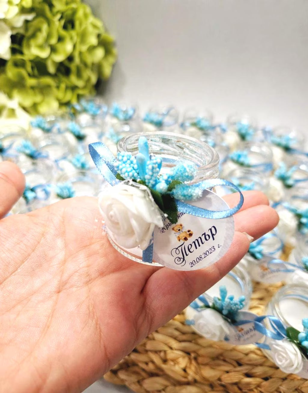 Velas personalizadas recuerdos de bautizo o boda para invitados, con aroma y color a elección