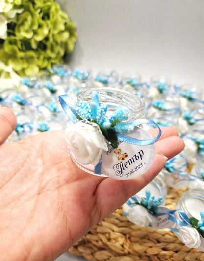 Velas personalizadas recuerdos de bautizo o boda para invitados, con aroma y color a elección