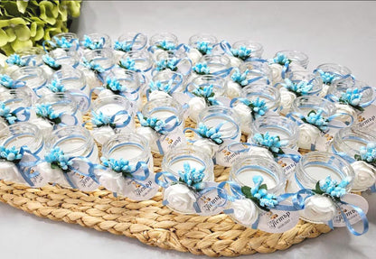 Velas personalizadas recuerdos de bautizo o boda para invitados, con aroma y color a elección