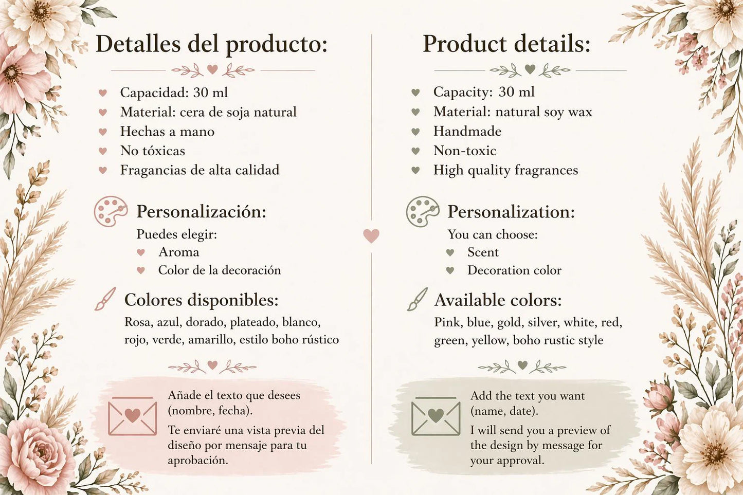 Velas personalizadas recuerdos de bautizo o boda para invitados, con aroma y color a elección
