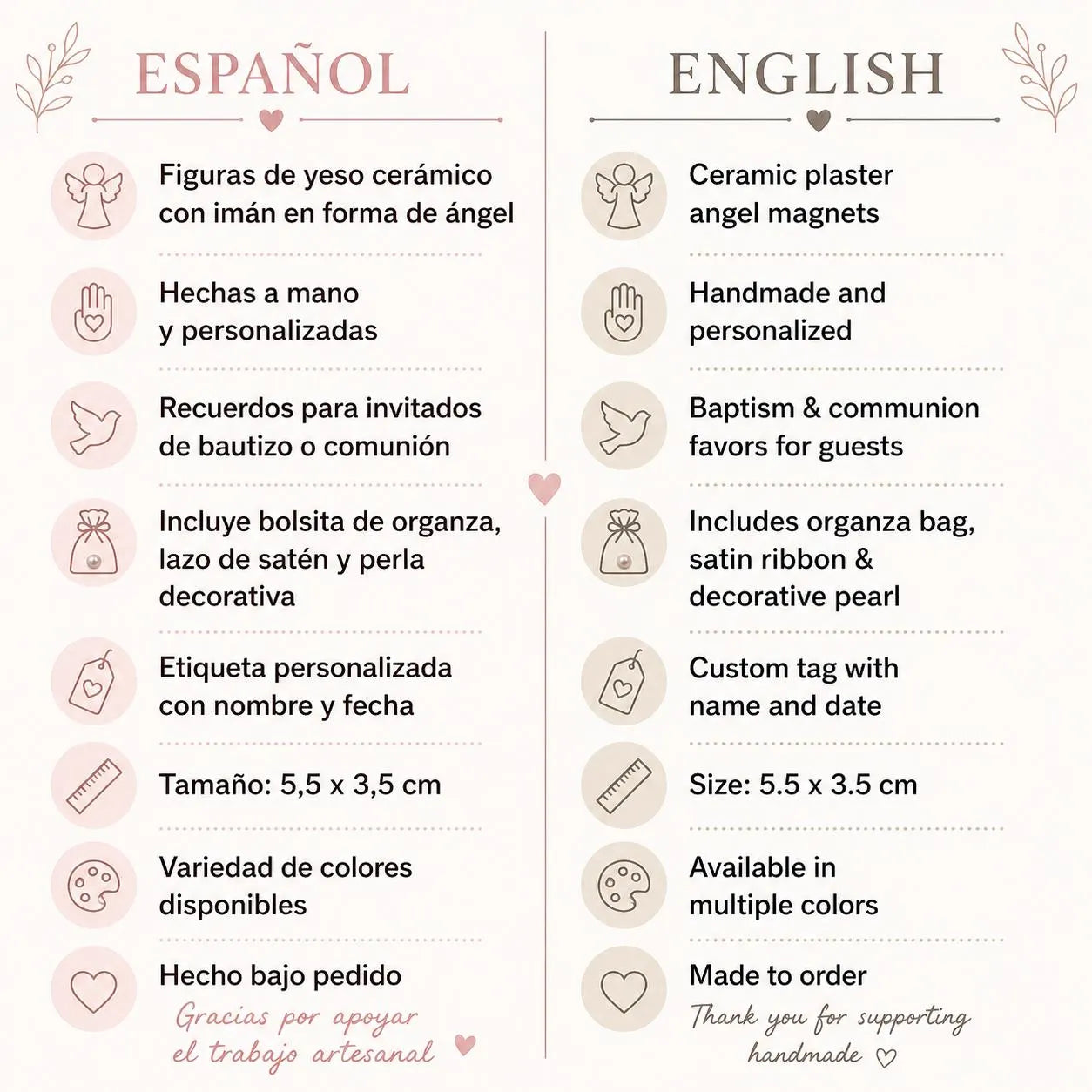 Figuras de yeso cerámico con imán en forma de ángel, personalizadas y hechas a mano