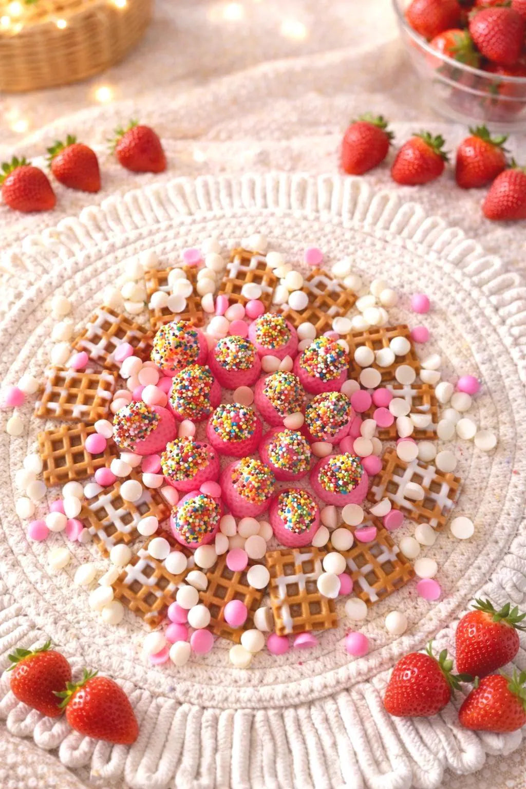Cera de soja fundida con fresa y nata, wax melts tipo postre