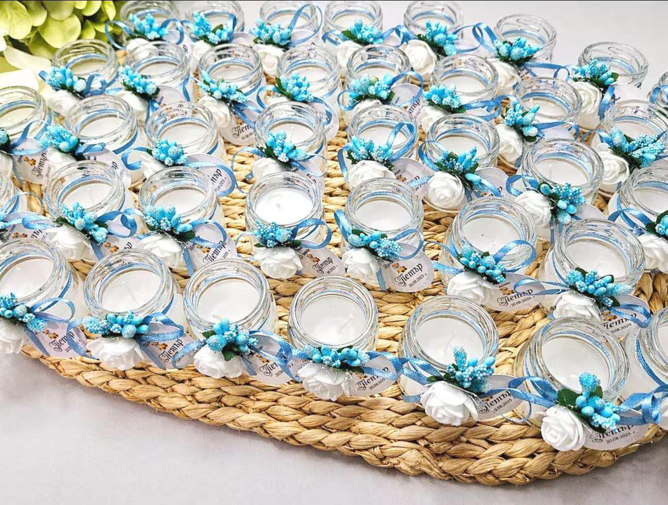 Velas personalizadas recuerdos de bautizo o boda para invitados, con aroma y color a elección