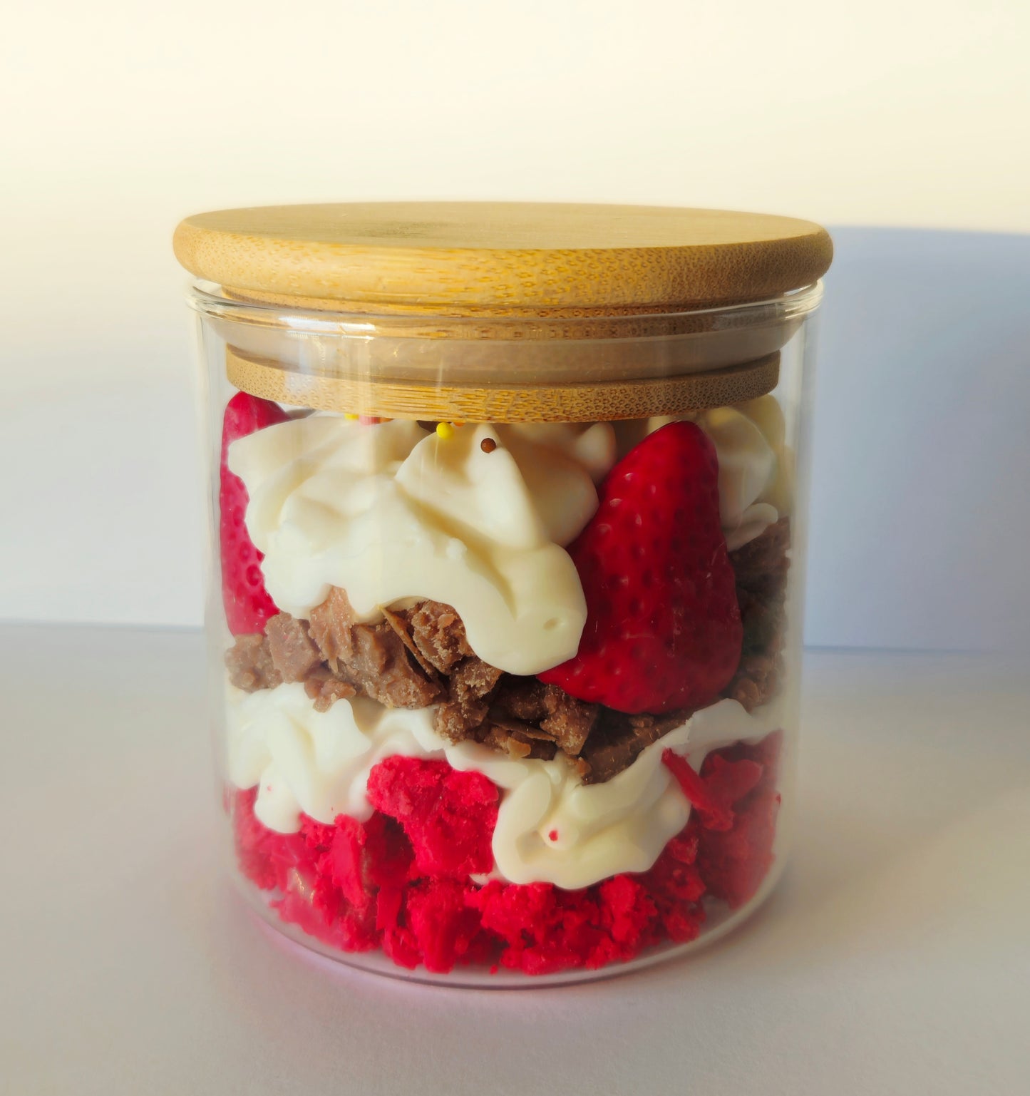 Vela postre vainilla y frambuesa