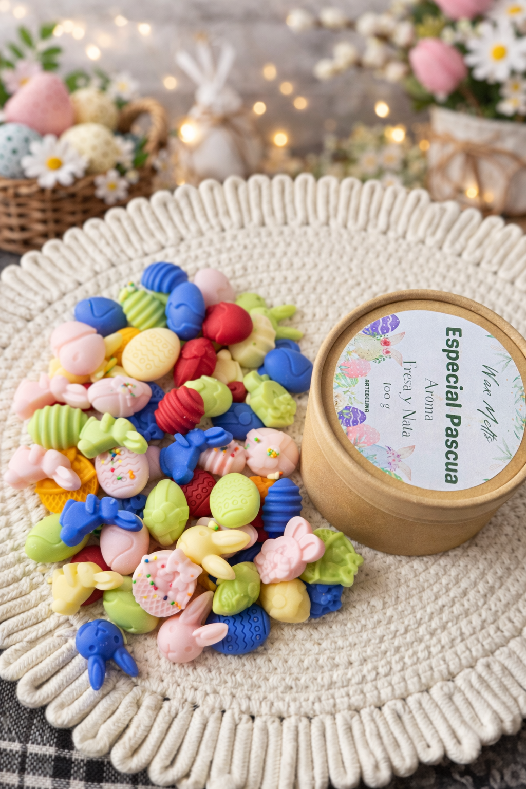 Wax melts de soja 100% natural 100 gramos con fragancia certificada fresas con nata.